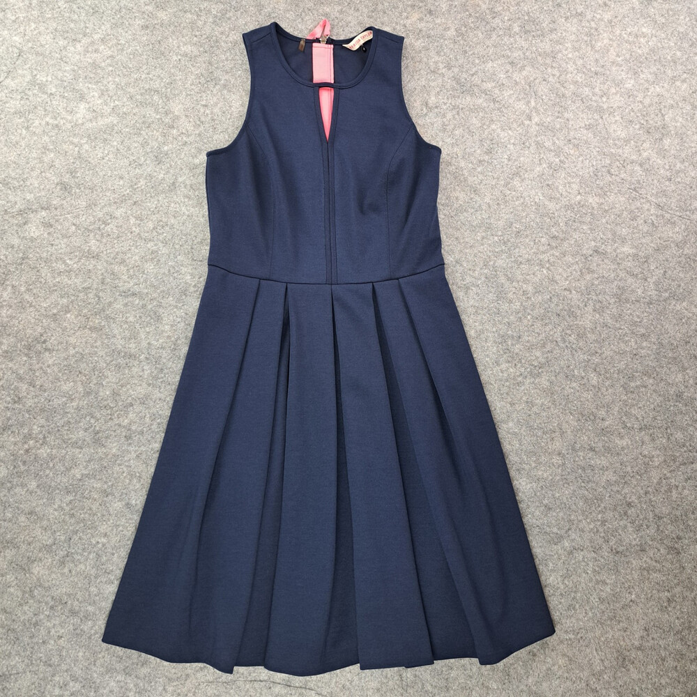 Rebecca Taylor Dress Womens Size 4 Navy Blue Sheath Sleeveless A Line Pleated